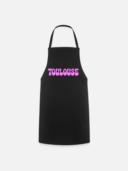 Toulouse, neonrosa Blasenbuchstaben - Kochschürze - Schwarz