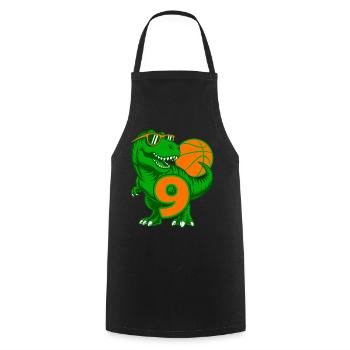 DINOSAURIER 9 JAHRE BASKETBALL 9. GEBURTSTAG - Kochschürze - Schwarz - Vorne - AI Model Male 185 dark (185cm)