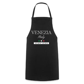Venedig Italien Souvenir – Reise minimalistisch - Kochschürze - Schwarz - Vorne - AI Model Male 185 dark (185cm)