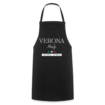 Verona Italien Souvenir – Reise minimalistisch - Kochschürze - Schwarz - Vorne - AI Model Male 185 dark (185cm)