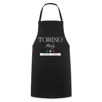 Turin Italien Souvenir – Reise minimalistisch - Kochschürze - Schwarz - Vorne - AI Model Male 185 dark (185cm)