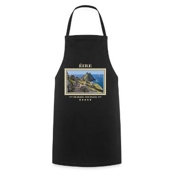 Irland Skellig Michael Vintage Reisemarke - Kochschürze - Schwarz - Vorne - AI Model Male 185 dark (185cm)