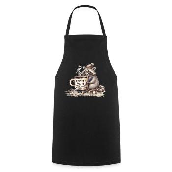 Raccoon Kaffee Morgenstimmung - Kochschürze - Schwarz - Vorne - AI Model Male 185 dark (185cm)