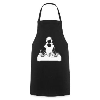 DJane am Mixertisch - Kochschürze - Schwarz - Vorne - AI Model Male 185 dark (185cm)
