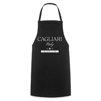 Cagliari Italien Souvenir – Reise minimalistisch - Kochschürze - Schwarz - Vorne - AI Model Male 185 dark (185cm)