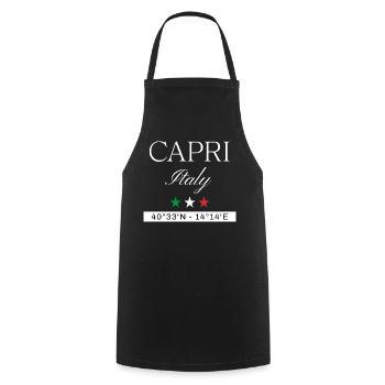 Capri Italien Souvenir – Reise minimalistisch - Kochschürze - Schwarz - Vorne - AI Model Male 185 dark (185cm)
