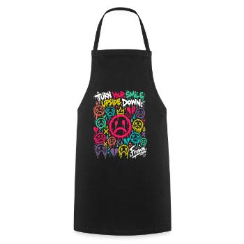 Frown – Traurige Gesichter im Graffiti-Stil BUNT - Kochschürze - Schwarz - Vorne - AI Model Male 185 dark (185cm)