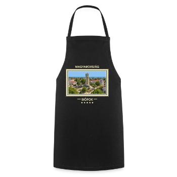 Ungarn Siófok Vintage Reisemarke - Kochschürze - Schwarz - Vorne - AI Model Male 185 dark (185cm)