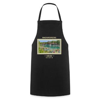 Ungarn Hévíz Vintage Reisemarke - Kochschürze - Schwarz - Vorne - AI Model Male 185 dark (185cm)