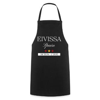 Eivissa Spanien Souvenir – Reise minimalistisch - Kochschürze - Schwarz - Vorne - AI Model Male 185 dark (185cm)