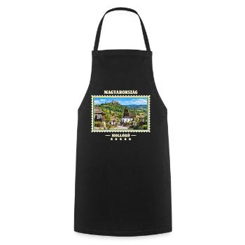 Ungarn Hollókő Vintage Reisemarke - Kochschürze - Schwarz - Vorne - AI Model Male 185 dark (185cm)