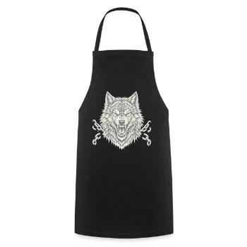 Wolf bricht Ketten Freiheit Tattoo Style - Kochschürze - Schwarz - Vorne - AI Model Male 185 dark (185cm)
