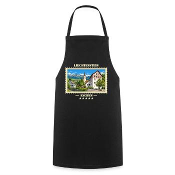 Liechtenstein Eschen Vintage Reisemarke - Kochschürze - Schwarz - Vorne - AI Model Male 185 dark (185cm)