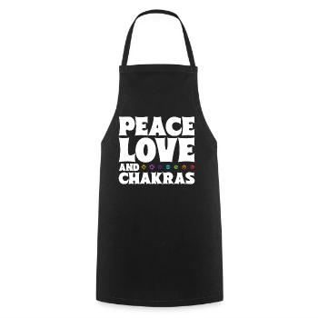 Frieden, Liebe und Chakras - Kochschürze - Schwarz - Vorne - AI Model Male 185 dark (185cm)