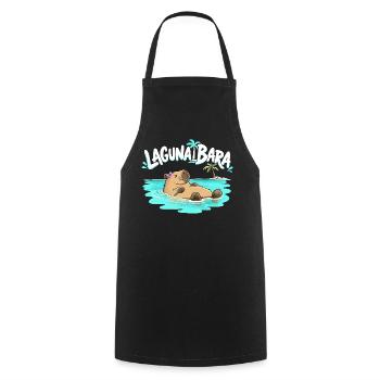 Capybara Lagunabara Sommer Urlaub Meer Tierhumor - Kochschürze - Schwarz - Vorne - AI Model Male 185 dark (185cm)