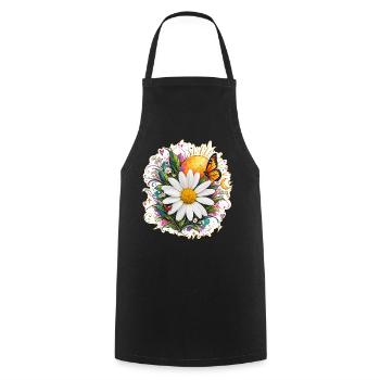 Margherita mit Schmetterlingen - Kochschürze - Schwarz - Vorne - AI Model Male 185 dark (185cm)