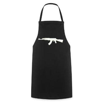Gewehr Silhouette im Minimalstil - Kochschürze - Schwarz - Vorne - AI Model Male 185 dark (185cm)