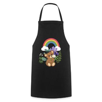 Farn · Natur · Teddy mit Blume - Kochschürze - Schwarz - Vorne - AI Model Male 185 dark (185cm)