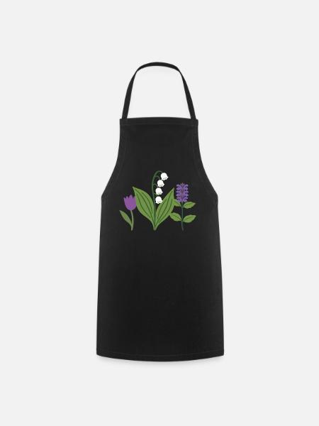 Illustration · Buntes Maiglöckchen · Blumen - Kochschürze - Schwarz