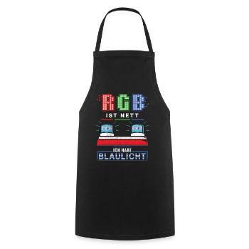 RGB ist nett ich habe Blaulicht Notfallsanitäter - Kochschürze - Schwarz - Vorne - AI Model Male 185 dark (185cm)