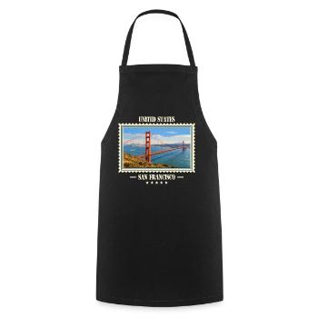 Vereinigte Staaten San Francisco Vintage Marke - Kochschürze - Schwarz - Vorne - AI Model Male 185 dark (185cm)