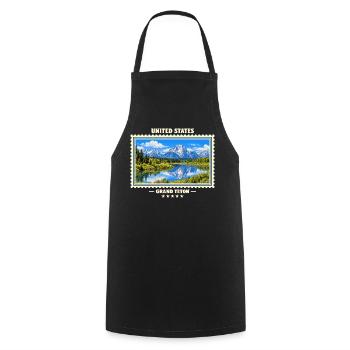 Vereinigte Staaten Grand Teton Vintage Reisemarke - Kochschürze - Schwarz - Vorne - AI Model Male 185 dark (185cm)