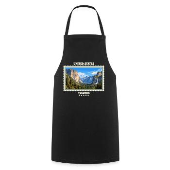 Vereinigte Staaten Yosemite Vintage Reisemarke - Kochschürze - Schwarz - Vorne - AI Model Male 185 dark (185cm)