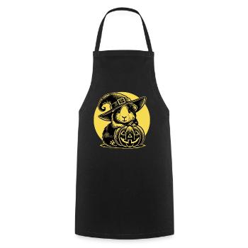 Meerschweinchen Halloween Hexenhut Kürbis Vollmond - Kochschürze - Schwarz - Vorne - AI Model Male 185 dark (185cm)