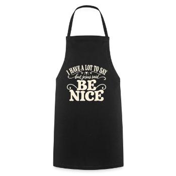 Be Nice Jesus Zitat-Tee - Kochschürze - Schwarz - Vorne - AI Model Male 185 dark (185cm)