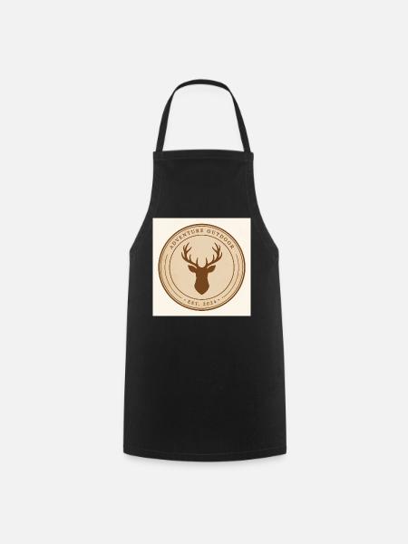 Adventure Outdoor Deer Head - Vintage Hunting Badg - Kochschürze - Schwarz