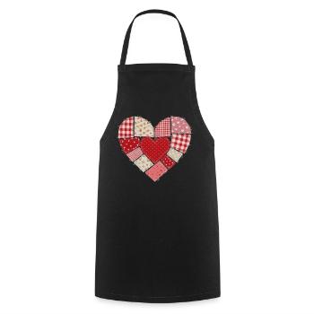 Herz patchwork nähen quilten Geschenk  - Kochschürze - Schwarz - Vorne - AI Model Male 185 dark (185cm)