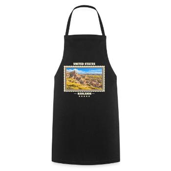 Vereinigte Staaten Badlands Vintage Reisemarke - Kochschürze - Schwarz - Vorne - AI Model Male 185 dark (185cm)