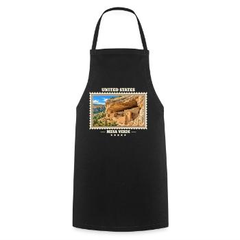 Vereinigte Staaten Mesa Verde Vintage Reisemarke - Kochschürze - Schwarz - Vorne - AI Model Male 185 dark (185cm)