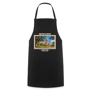 Vereinigte Staaten Austin Vintage Reisemarke - Kochschürze - Schwarz - Vorne - AI Model Male 185 dark (185cm)