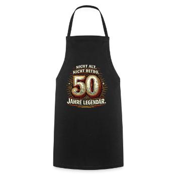 Nicht alt. Nicht retro. 50 Jahre legendär. - Kochschürze - Schwarz - Vorne - AI Model Male 185 dark (185cm)