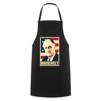Geschichte des amerikanischen Präsidenten Franklin D. Roosevelt - Kochschürze - Schwarz - Vorne - AI Model Male 185 dark (185cm)