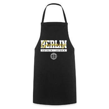 Berlin Deutschland Koordinaten Reise Souvenir - Kochschürze - Schwarz - Vorne - AI Model Male 185 dark (185cm)