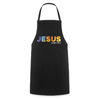 Jesus liebt dich, Jesus liebt dich. - Kochschürze - Schwarz - Vorne - AI Model Male 185 dark (185cm)