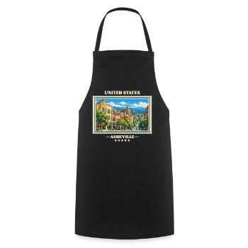 Vereinigte Staaten Asheville Vintage Reisemarke - Kochschürze - Schwarz - Vorne - AI Model Male 185 dark (185cm)