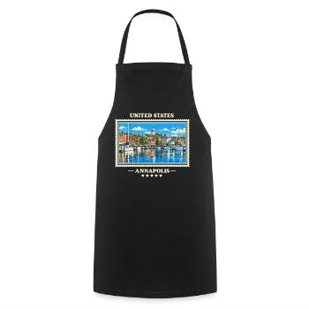 Vereinigte Staaten Annapolis Vintage Reisemarke - Kochschürze - Schwarz - Vorne - AI Model Male 185 dark (185cm)
