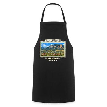Vereinigte Staaten Boulder Vintage Reisemarke - Kochschürze - Schwarz - Vorne - AI Model Male 185 dark (185cm)