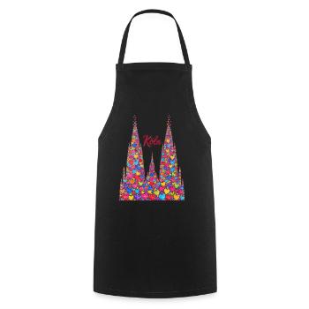 Kölner Dom mit Konfetti Karneval Fasching Köln - Kochschürze - Schwarz - Vorne - AI Model Male 185 dark (185cm)