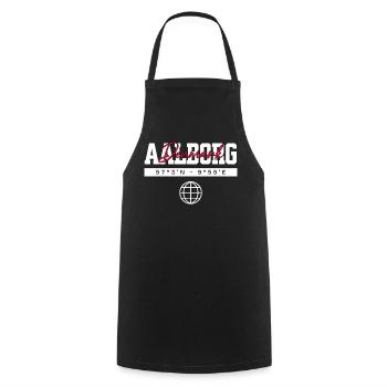 Aalborg Dänemark Koordinaten Reise Souvenir - Kochschürze - Schwarz - Vorne - AI Model Male 185 dark (185cm)