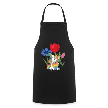 Einhorn Blumen Kinder märchenhaft Regenbogen - Kochschürze - Schwarz - Vorne - AI Model Male 185 dark (185cm)