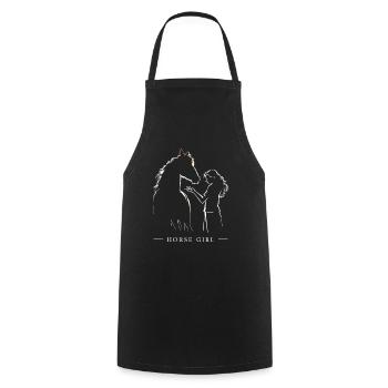Pferdeliebe Mädchen & Pferd Silhouette - Kochschürze - Schwarz - Vorne - AI Model Male 185 dark (185cm)