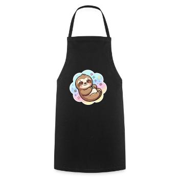 Pastell Sloth Kuscheldesign - Kochschürze - Schwarz - Vorne - AI Model Male 185 dark (185cm)