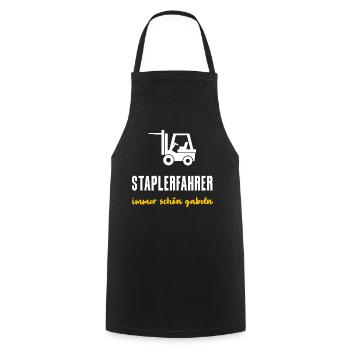 Staplerfahrer Geschenk Immer schön gabeln - Kochschürze - Schwarz - Vorne - AI Model Male 185 dark (185cm)