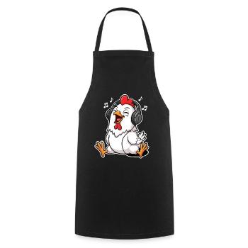 Huhn Musik - Kochschürze - Schwarz - Vorne - AI Model Male 185 dark (185cm)