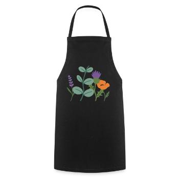 Mohn Blumen Lavendel Distel - Kochschürze - Schwarz - Vorne - AI Model Male 185 dark (185cm)