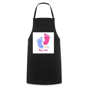 Fußabdruck Duo Baby Boy Girl - Kochschürze - Schwarz - Vorne - AI Model Male 185 dark (185cm)